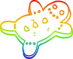 rainbow gradient line drawing of a cartoon gingerbread man png