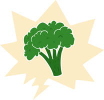 cartoon brocoli with speech bubble in retro style png