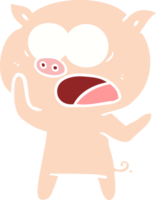 cochon de dessin animé de style couleur plat criant png