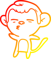chaud pente ligne dessin de une dessin animé méfiant singe png