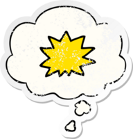 cartoon explosion with thought bubble as a distressed worn sticker png