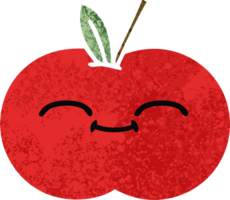 retro illustration style cartoon of a red apple png