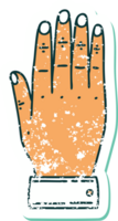icónica pegatina angustiada estilo tatuaje imagen de una mano png