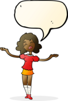 cartoon woman taking praise with speech bubble png