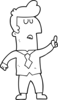 hand drawn black and white cartoon businessman png