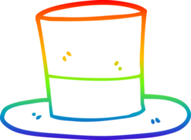 rainbow gradient line drawing of a cartoon top hat png