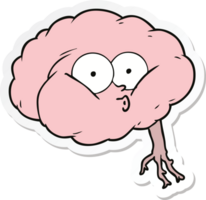 sticker of a cartoon impressed brain png