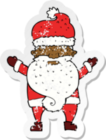 adesivo retrô angustiado de um papai noel mal-humorado de desenho animado png