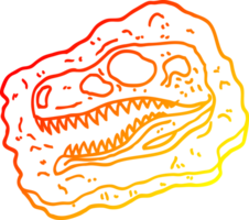 chaud pente ligne dessin de une dessin animé ancien fossile png