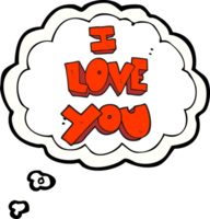 I love you  hand drawn thought bubble cartoon symbol png