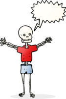 Cartoon-Skelett in Kleidung mit Sprechblase png