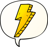 cartoon lightning bolt with speech bubble in smooth gradient style png