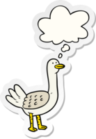 cartoon bird with thought bubble as a printed sticker png