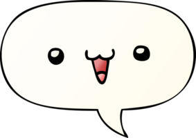 cute happy face cartoon with speech bubble in smooth gradient style png