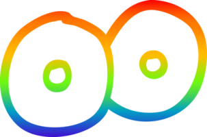 rainbow gradient line drawing of a cartoon staring eyes png