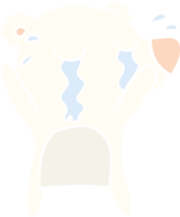 dessin animé de style plat couleur ours polaire qui pleure png