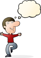 cartoon happy man with thought bubble png