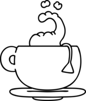 line doodle steaming hot cup of tea png