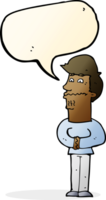 cartoon nervous man with speech bubble png