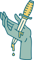 iconic tattoo style image of a dagger in the hand png