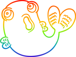 rainbow gradient line drawing of a cartoon fish png
