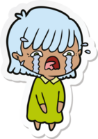 sticker of a cartoon girl crying png