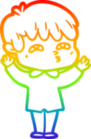 arco iris degradado línea dibujo de un dibujos animados curioso hombre png