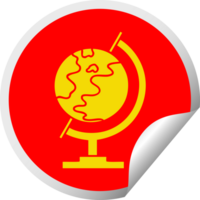 circular peeling sticker cartoon of a world globe png