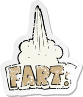 retro distressed sticker of a cartoon fart symbol png