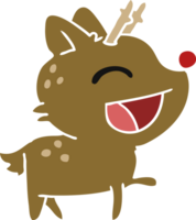 hand drawn cartoon of cute red nosed reindeer png