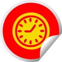 cirkulär peeling klistermärke tecknad serie av en vägg klocka png