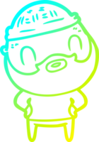 cold gradient line drawing of a cartoon bearded man png