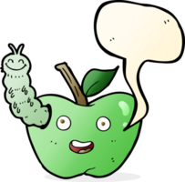 cartoon apple with bug with speech bubble png