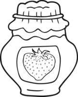 hand drawn black and white cartoon jar of strawberry jam png