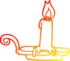 warm gradient line drawing of a cartoon burning candle png