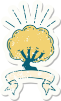 worn old sticker of a tattoo style tree png