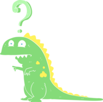 flat color illustration of confused dinosaur png