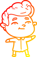 warm gradient line drawing of a happy cartoon man png