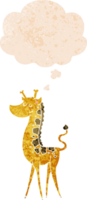 cartone animato giraffa con pensato bolla nel grunge afflitto retrò strutturato stile png