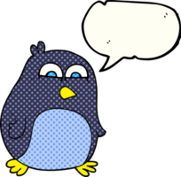 hand drawn comic book speech bubble cartoon penguin png