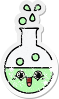 distressed sticker of a cute cartoon test tube png