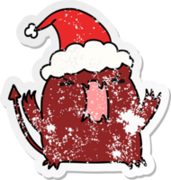 hand drawn christmas distressed sticker cartoon of kawaii devil png