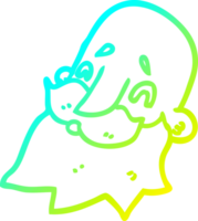 cold gradient line drawing of a cartoon man with beard png