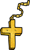 crucifixo de ouro doodle de desenho animado png