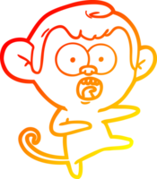 warm gradient line drawing of a cartoon shocked monkey png