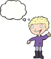 cartoon excited boy with thought bubble png
