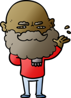 cartoon dismissive man with beard frowning png