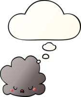 cartoon cloud with thought bubble in smooth gradient style png