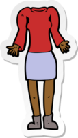 sticker of a cartoon female body with shrugging shoulders png