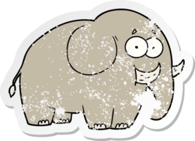 distressed sticker of a cartoon elephant png